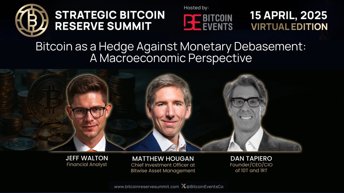 Watch the panel: "Bitcoin as a Hedge Against Monetary Debasement: A Macroeconomic Perspective" now with <a href="/Matt_Hougan/">Matt Hougan</a> CIO <a href="/BitwiseInvest/">Bitwise</a> and <a href="/DTAPCAP/">Dan Tapiero</a>, Founder, CEO &amp; CIO of @10Tfund &amp; <a href="/1RTPartners/">1RT Fund</a> moderated by <a href="/PunterJeff/">Jeff Walton</a>.

Live in a few minutes: youtube.com/channel/UCni7P…