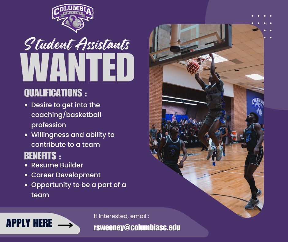 🚨Student Assistant Opportunity 🚨

We are looking for rising college freshman, or transfers, interested in joining our program! This position is a great opportunity to enter the world of college basketball and athletics.

#GoKoalas