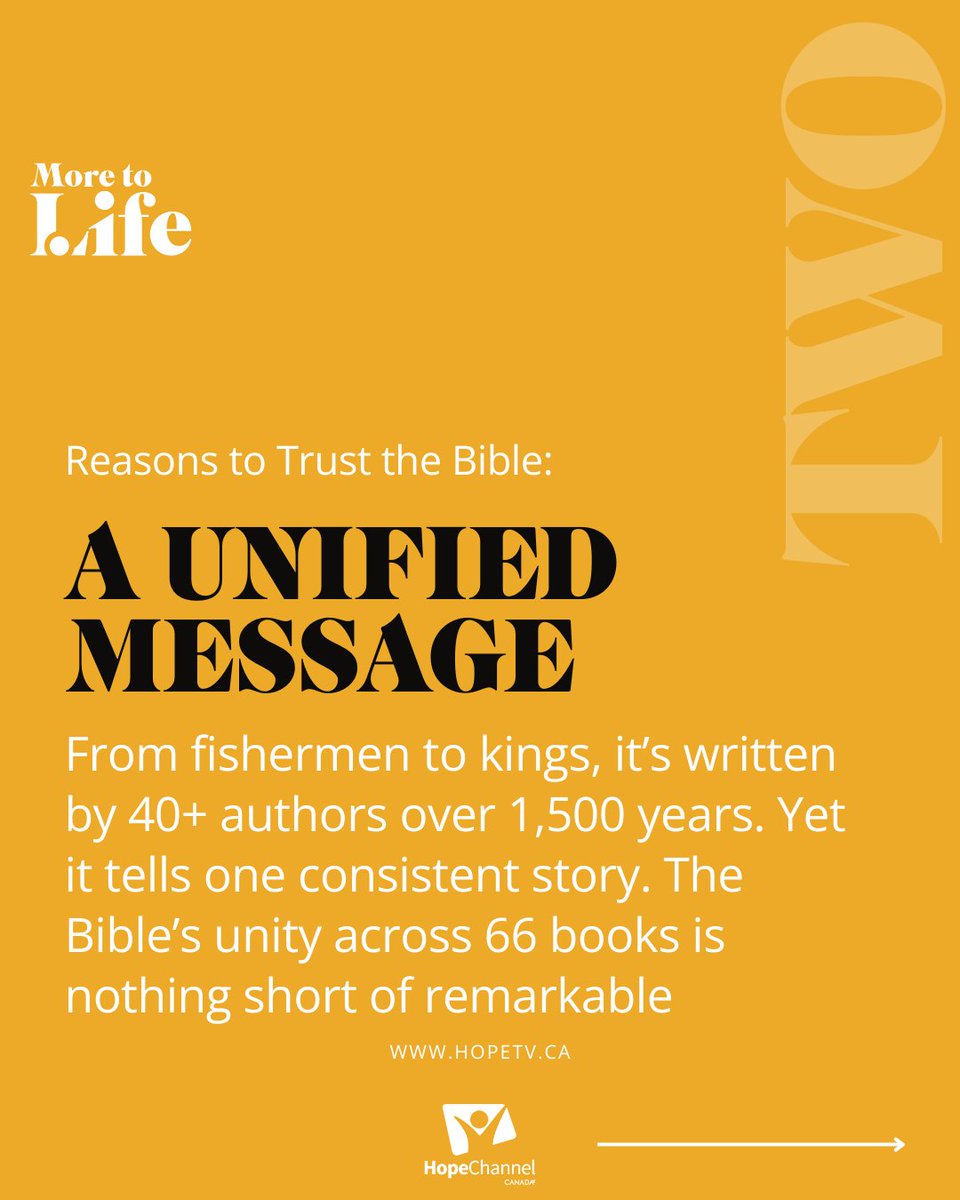 MoreToLife_CA's tweet photo. Can you really trust the Bible? 🤔
It’s a fair question—and one many of us ask at some point in our faith journey. In More to Life, we explore three compelling reasons the Bible stands apart from any other book in history. https://t.co/D4Uicltbow