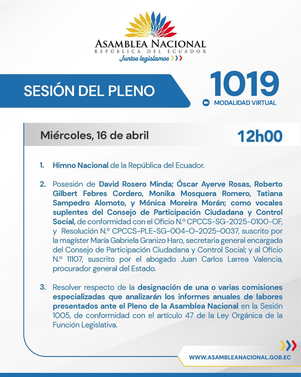 OscarAyerve's tweet photo. 🔴ALERTA - LA @AsambleaEcuador PRETENDE POSESIONAR IL3GALMENTE A DAVID ROSERO 
El Ex Consejero del @CpccsEc, fue destituid0 por la @CorteConstEcu en 2.023, por d3sacato al cumplimiento de SENT3NCIA EJCUT0RIADA del propio #CC sobre la designación del titular del @CJudicaturaEc.
La Presidenta del Legislativo elevó una consulta con dos interrogantes a la @PGEcuador, las cuales resultaron ser totalmente inapr0piadas respecto al verdadero pr0blema jurídico relacionado con la d3stitución de la Corte Constitucional.
Viene más...
@Presidencia_Ec @FiscaliaEcuador @visionariasec @ContraloriaECU @CorteNacional @PoliciaEcuador @FFAAECUADOR @revistaPlanV @revistavistazo
@CarlosVerareal @Primicias @eluniversocom
@elcomerciocom @NTN24 @Teleamazonas24H
@EcuavisaInforma @WRadioEc @TVCEcuador
@janethinostroza @democraciaec @radiocentroec 
@mrivadeneira @radiosonoramaec @Expresoec
@elmercurioec