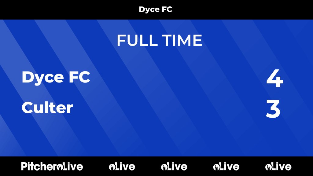 dycefootball's tweet photo. FULL TIME: Dyce FC 4 - 3 Culter
#DYCCUL #Pitchero
https://t.co/Y1A5lN3BrP https://t.co/AB4JVu4Awa