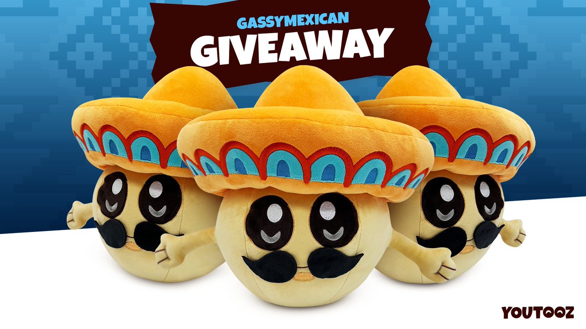 GassyMexican's tweet image. Heya! With our upcoming 1st ever plushie launch, we're doing a giveaway of our 'Sombrerbro' plushie. To enter just retweet this &amp;amp; follow @youtooz! 

Winners will be chosen from this post!

Our plushie &amp;amp; pre-orders launch on April 18th!😎
