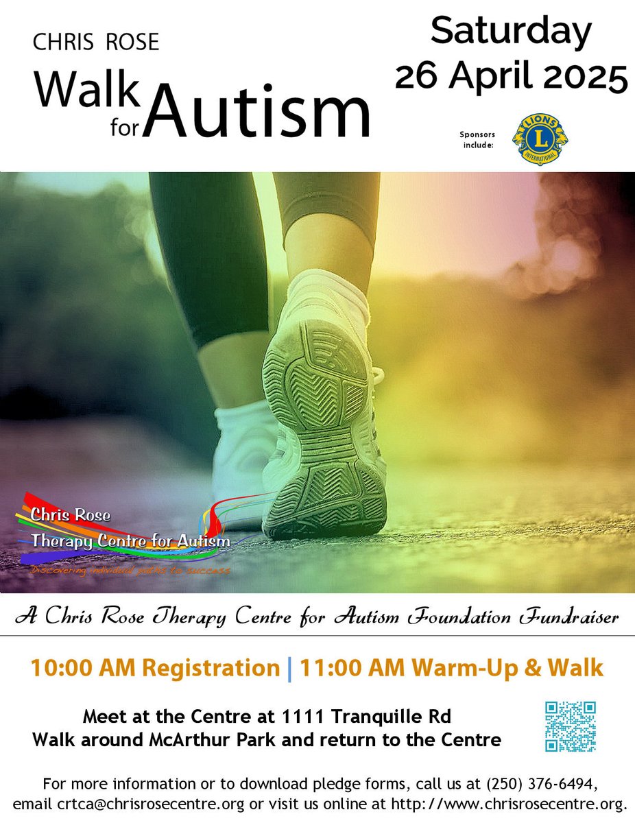 Join us at the Centre on Saturday, April 26! chrisrosecentre.org/walkforautism/

#WalkforAutism #Kamloops #fundraiser #ykastrong