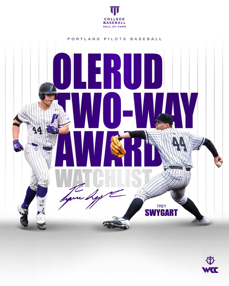 Portland Pilots Baseball (@portlandbsb) on Twitter photo Trey Swygart named to <a href="/CollegeDiamonds/">CollegeBaseballHoF</a> Olerud Two-Way Award Watchlist ππ
#gopilots Trey Swygart named to <a href="/CollegeDiamonds/">CollegeBaseballHoF</a> Olerud Two-Way Award Watchlist ππ
#gopilots