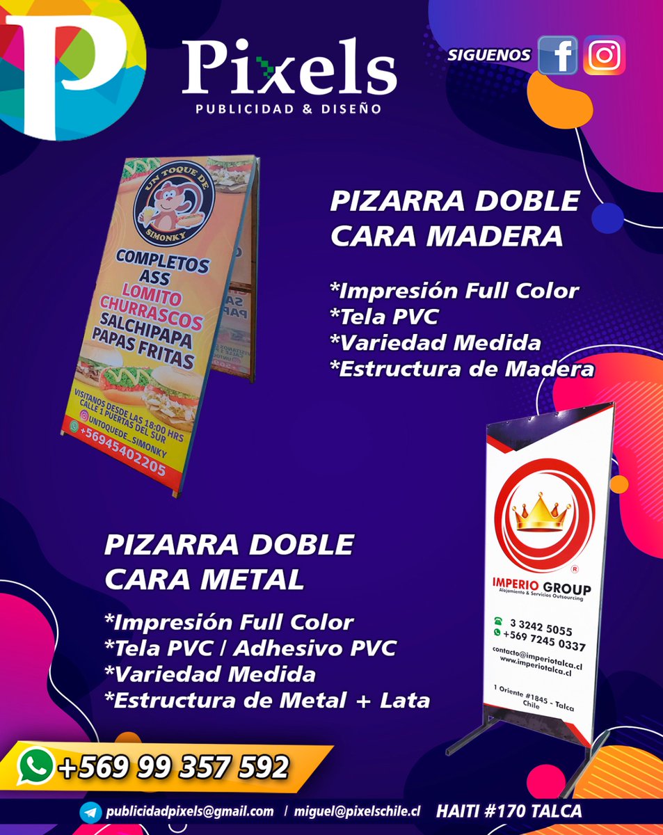 PixelsPublicida's tweet photo. En  #Pixels los confeccionamos a la medida que necesites!!

💥Adhesivos                   💥Vinilos
💥Pendones                    💥Lienzos
💥Gigantografias           💥Luminosos
💥Pizarras                        💥Palomas

Y mucho mas....

Contactanos

📱  +56999357592 https://t.co/gW3GKwBn5C