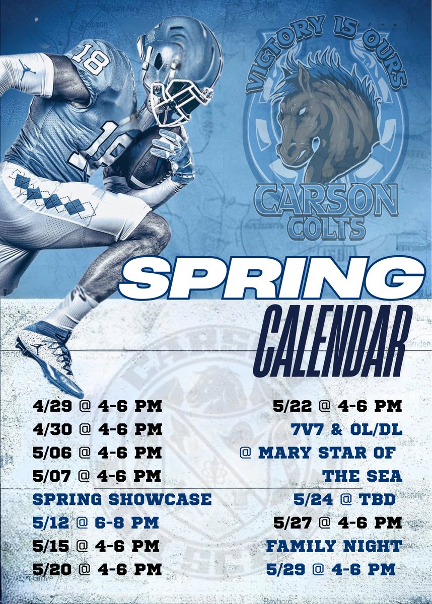 🚨 Attention Coaches &amp; Sports Media🚨 We have talent on all levels.  Carson is about development so if you are D1, DII, DIII, NAIA or JuCo we are the program that has student athletes for you! Come to our spring practice or see you MAY12th @ the showcase Let’s connect! #Win