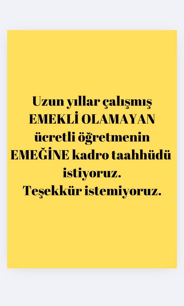 EmektsrUcretli's tweet photo. Sn @Yusuf__Tekin
Kadrolu öğretmenin gitmediği yerlerde karın tokluğuna ücret,yarım SGK 10-15-20 yıl görev yapan 40-45-50 yaşına gelmiş emektar ücretli öğretmen emekli dahi olamıyor
El vicdan!
@yavuzatar @ahmetakca55 @ACAcar10 @aatalarEn @yusufalpaydin @IbrahimTaselFDD @tcbestepe https://t.co/WPH1aTLMSq