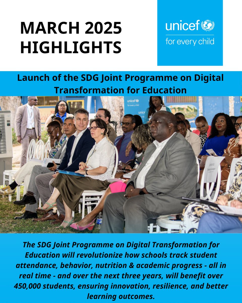 UNICEFJamaica's tweet photo. Together with partners, we continue to drive change #ForEveryChild.  

#MarchHighlights
#MonthlyRecap
#UNICEFinAction 
#UNICEFJamaica 
#DigitalTransformation 
#QualityEducation https://t.co/fFjlr0UiZR
