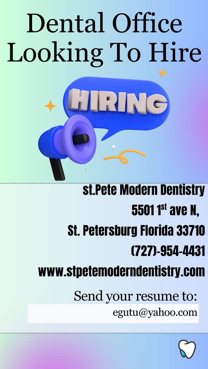 Academy4da's tweet photo. Join our friendly and professional dental team! We're hiring full-time staff at our modern dental office. Great benefits, supportive environment, and opportunities for growth. Apply today! https://t.co/UoIXk3JBEO