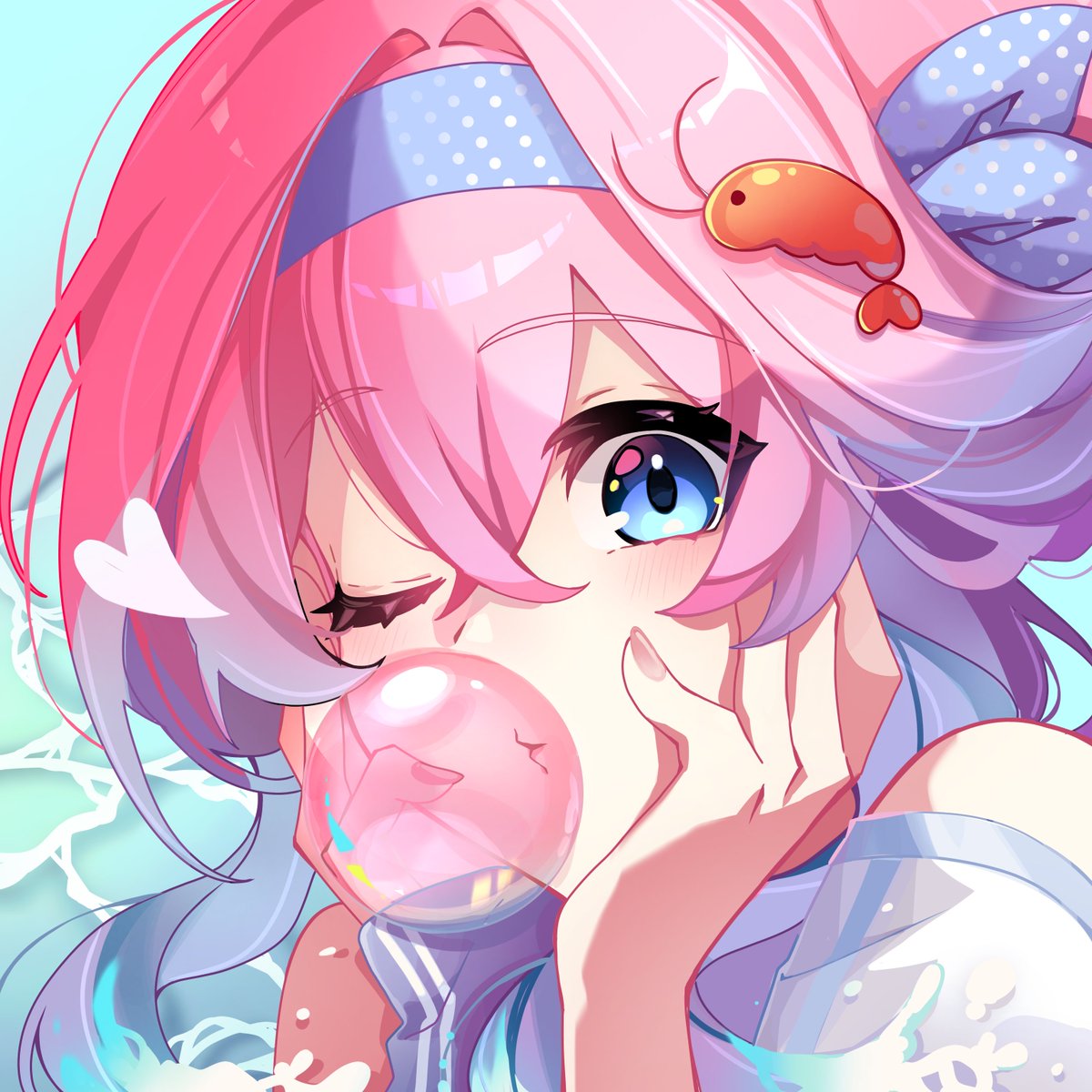 — • @holoebii 🦐💙

" Hi there! I'm Holo! Your gacha loving (please help me) sweet shrimp girl that swims around the 7 seas! I mainly play gacha games (again help) but I want to jump into some RPG type games like Monster Hunter!!  

Art by: BiyaYU_EN "