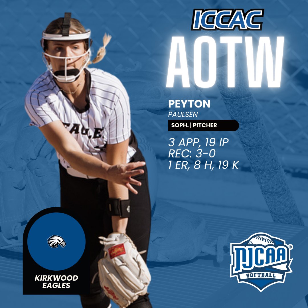 ATHLETE OF THE WEEK
🗓️ April 7-13
DIVISION II SOFTBALL 🥎

Ella Husak (<a href="/DMACCsoftball/">DMACC Softball</a>)
Brenna Nolte (<a href="/ICCCSoftball/">Iowa Central Tritons Softball</a>)
Peyton Paulsen (<a href="/KCC_SB/">Kirkwood Softball</a>)

🔗iccac.org/awards/players…
#NJCAASoftball🥎
