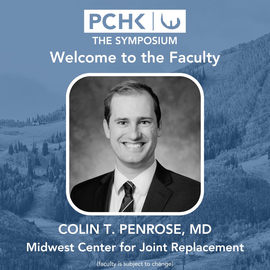 We'd like to welcome Colin Penrose, MD of Midwest Center for Joint Replacement to the PCHK Faculty! Dr. Penrose cares about improving patients' lives and getting them back to the things they love. Register today for the lowest price! parkcityhipandknee.com/register