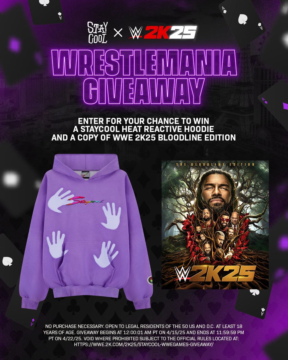 Rule Beyond The Ring and StayCool! 😎

How to Enter:
Follow @WWEGames AND <a href="/STAYCOOLNYC/">STAYCOOLNYC</a> on Instagram + X/Twitter
Tag 2 Friends + Reshare original post
Use hashtags #StayCoolxWWEGames and #Giveaway

Rules: 2kgam.es/3Y0PqNa #WrestleMania