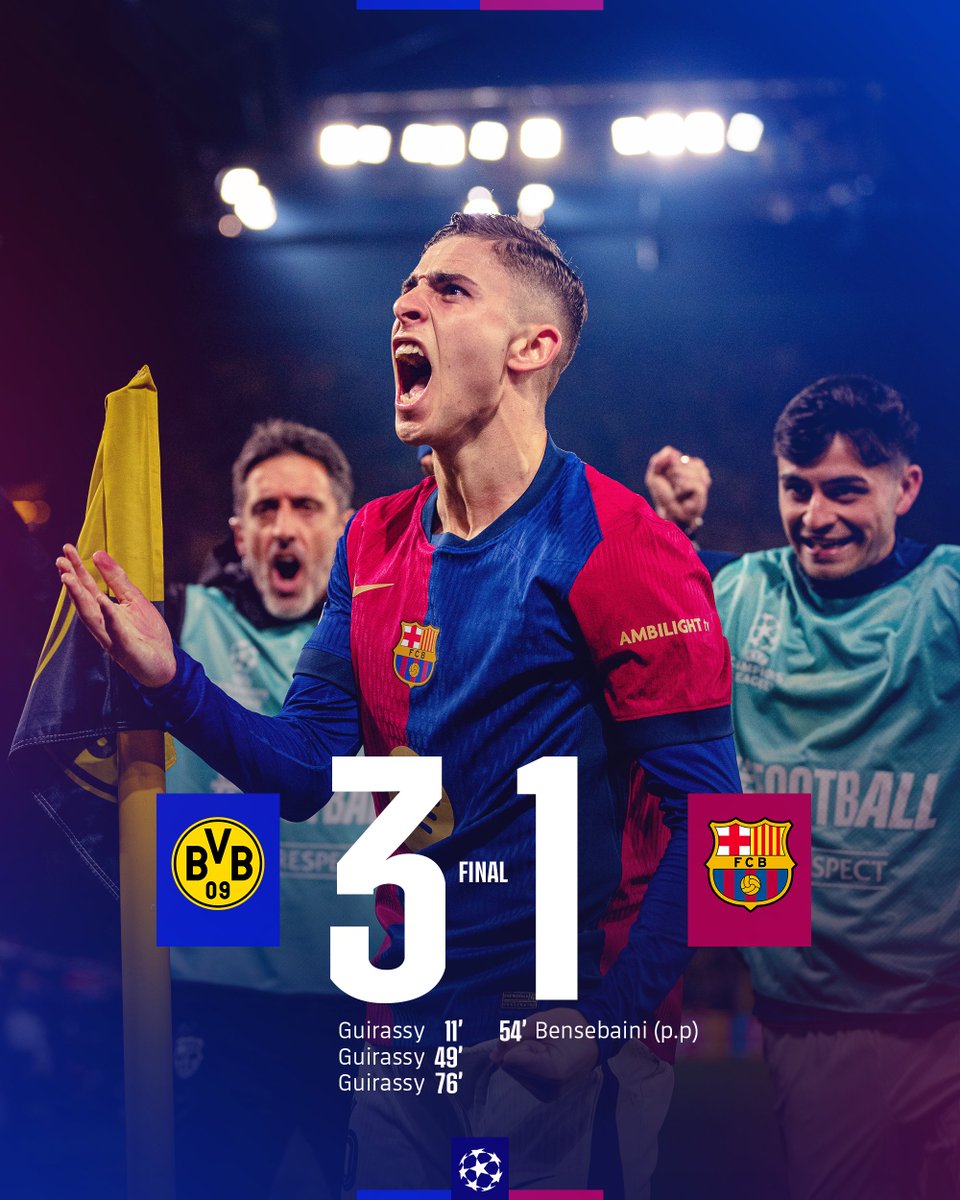 FCBarcelona's tweet image. INTO THE SEMIFINALS!!!!
#BVBBarça @ChampionsLeague