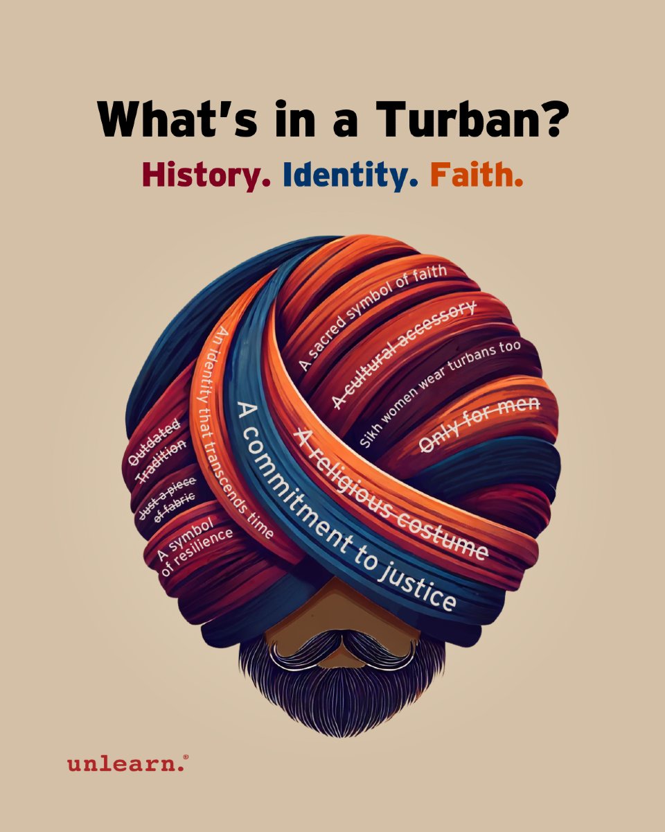 🧡 What’s in a Turban (Dastar ਦਸਤਾਰ, Pag ਪੱਗ, Pagri ਪਗੜੀ)?

History. Identity. Faith.

👳🏽 The Sikh turban is more than fabric—it’s a sacred symbol.
Every fold carries meaning. Every thread, a story. Yet, too often, it’s misunderstood or reduced to assumptions.

👳🏽‍♀️ For Sikhs, the