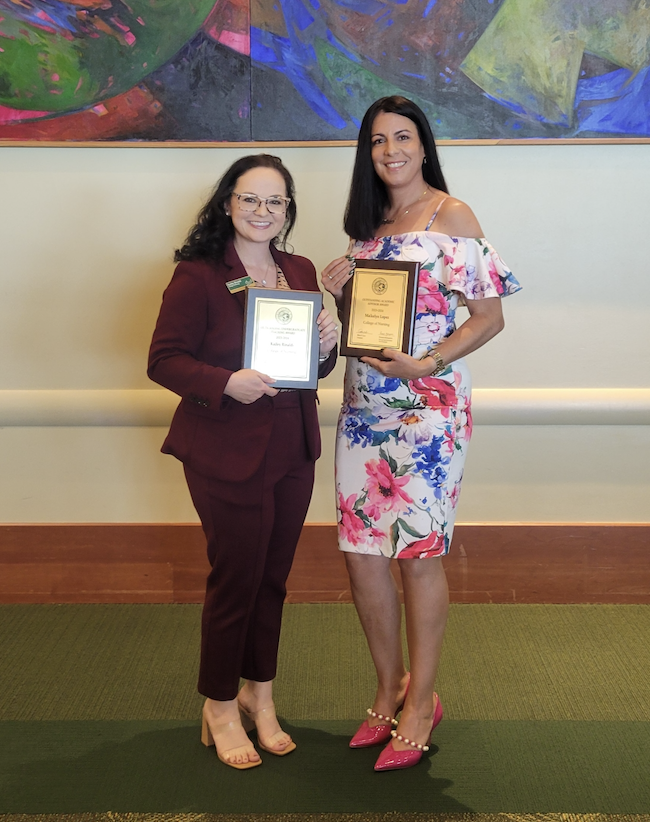 Join me in celebrating two incredible <a href="/USFHealthNurse/">USF Health Nursing</a> #Trailblazers 🎉
💚Kailey Rinaldi PhD, APRN, CPNP-PC, CNE
Outstanding Undergraduate Teaching Award

💚Maikelyn Lopez has received the Outstanding Undergraduate Academic Advisor Award