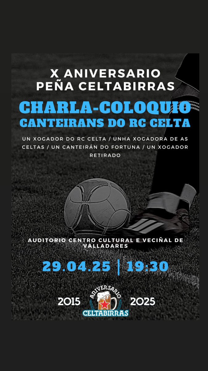 10 anos de celtismo, 10 anos de paixón, 10 anos de orgullo por transmitir os nosos valores.

O día 29/04 no vai ser só un día cheo de emoción, será un día mais para que siga crecendo un sentimento de pertenza cada vez mais forte no noso Celta.
 
  CELTA🍺BIRRAS