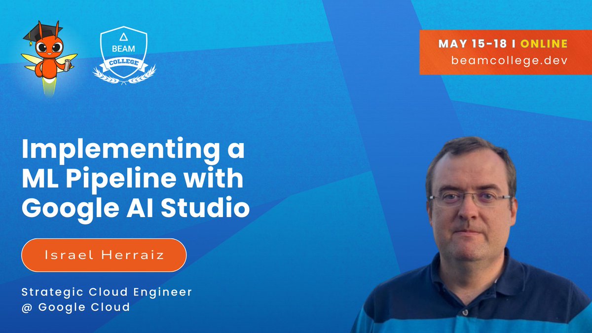 beam_college's tweet image. 🛠️Israel Herraiz will demonstrates how to perform streaming inference with #ApacheBeam and GoogleAI Studio’s #Gemini model, focusing on a geography-based example to get country capitals.

Catch him at #BeamCollege 2025 and add his session to your calendar: beamcollege.dev/sessions/2025/