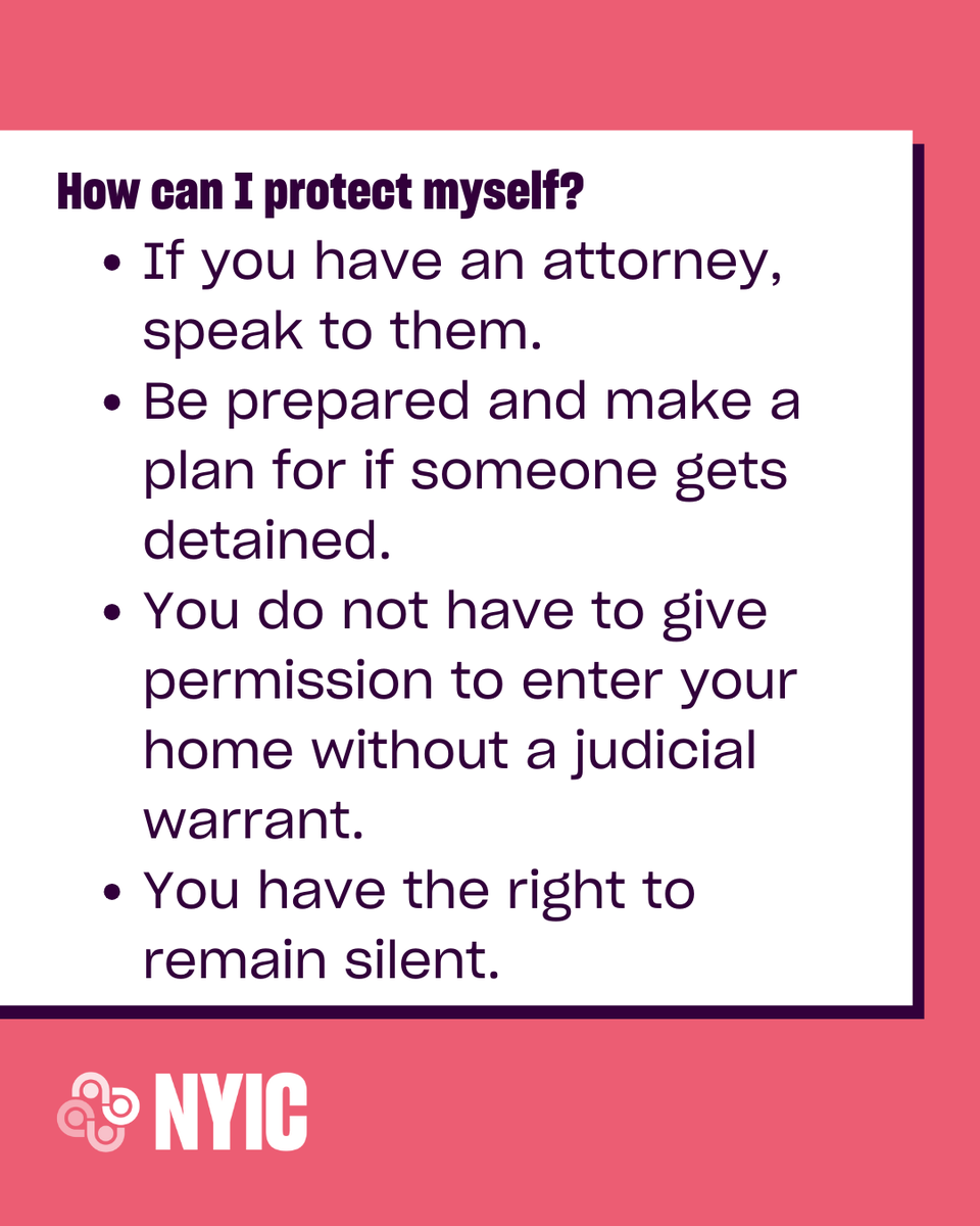 thenyic's tweet photo. 🚨 COMMUNITY ALERT: ICE and other federal law enforcement agents are conducting "wellness checks" for unaccompanied minors who were released to sponsors. Here are some tips for how to protect yourself. Head to the link in bio for more info on making a plan. https://t.co/3T9q6HmZac