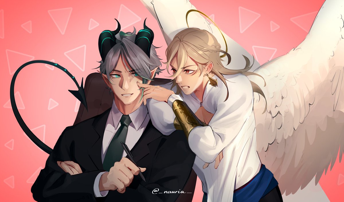 #haikaveh Angel/Demon AU drawing for <a href="/adyvasha/">☆ 𝚊𝚍𝚢 ★★★ 🌱🏛️ COMMS OPEN! 2/3</a> 💚