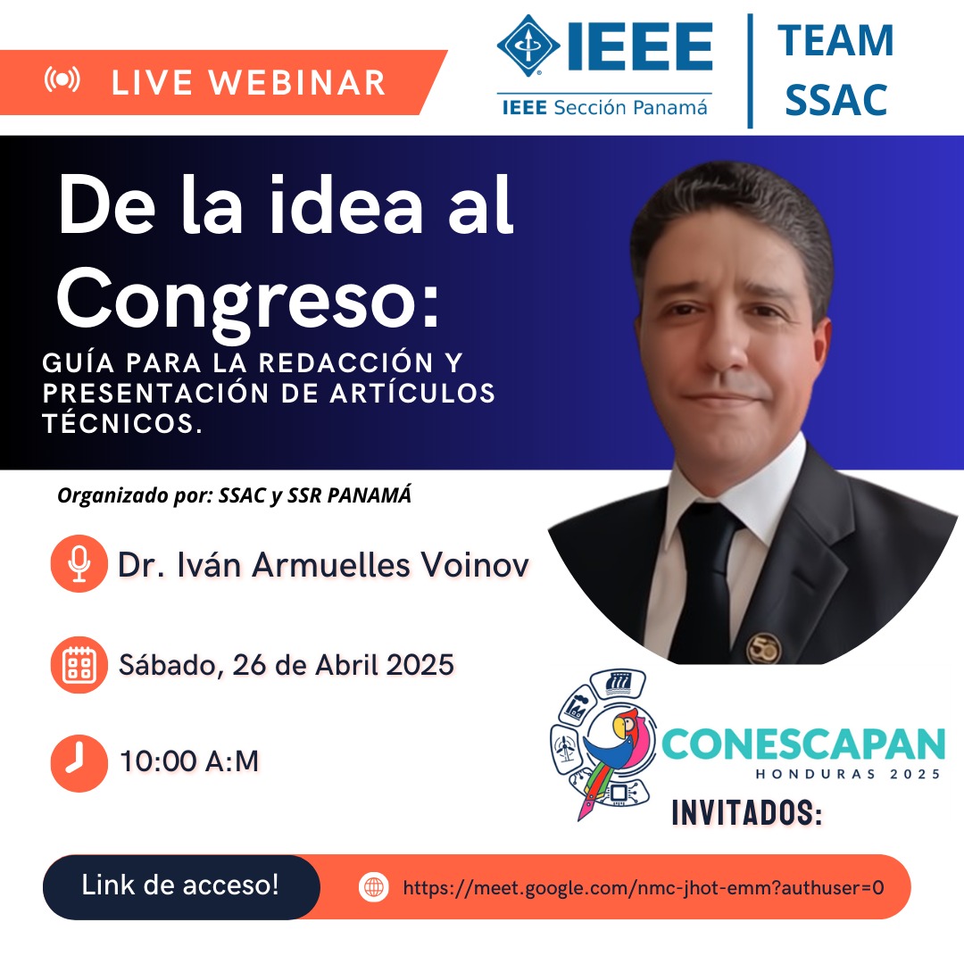 IEEECapana (@ieeecapana) on Twitter photo ¿Estás listo para el CONESCAPAN 2025? Escucha el webinar: "De la idea al Congreso: Guía para la redacción y presentación de artículos técnicos" events.vtools.ieee.org/m/481032
<a href="/ieeeregion9/">IEEE Region 9</a> ¿Estás listo para el CONESCAPAN 2025? Escucha el webinar: "De la idea al Congreso: Guía para la redacción y presentación de artículos técnicos" events.vtools.ieee.org/m/481032
<a href="/ieeeregion9/">IEEE Region 9</a>