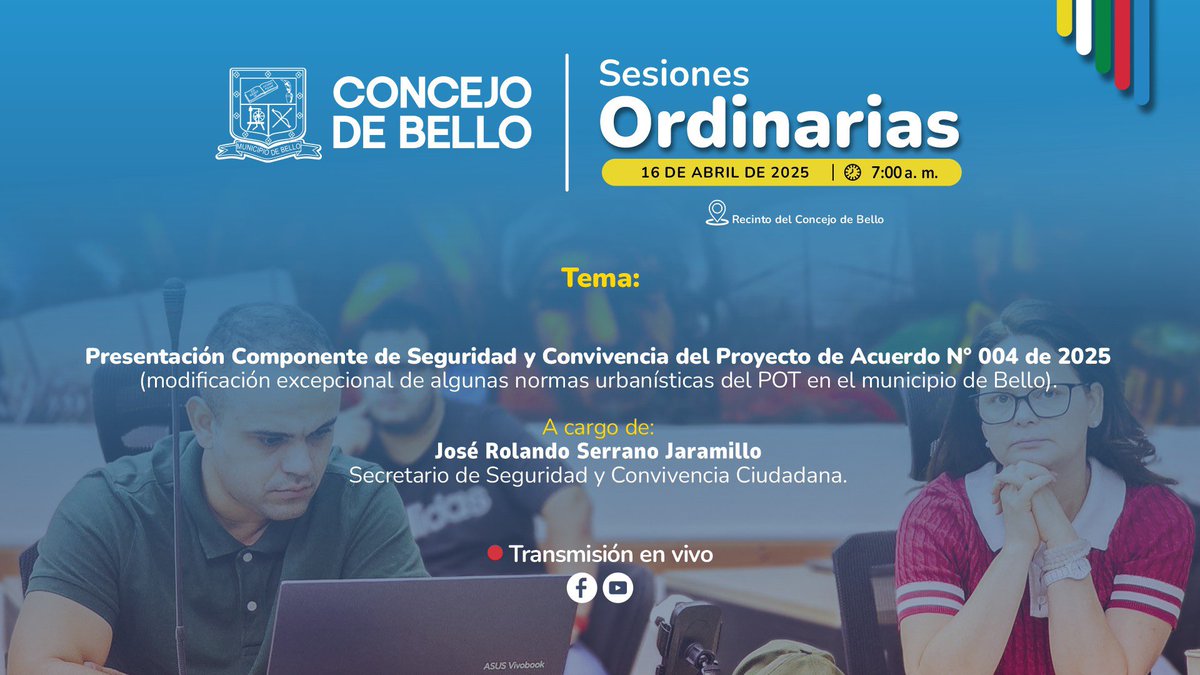 Continuamos con el desarrollo de las Sesiones Ordinarias.☑️

Los invitamos a seguir la transmisión y participar activamente en el control político y los temas de ciudad que nos competen a todos. 💙