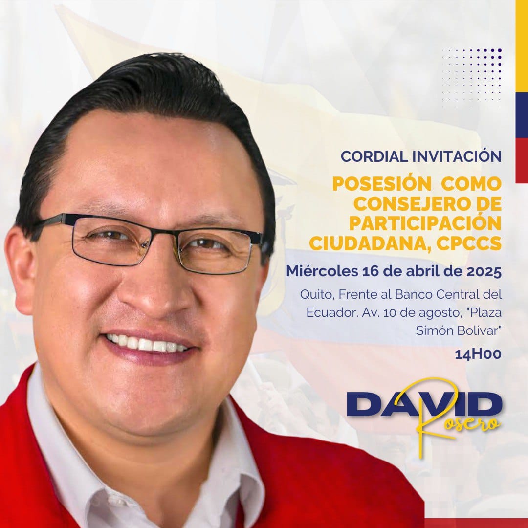 cucomitae73's tweet photo. CORDIAL INVITACIÓN:

Posesión como Consejero de Participación Ciudadana. 

* Miércoles, 16 de abril, 
* 14:00
* Quito, frente al Banco Central del Ecuador,
 Av. 10 de Agosto. Plaza "Simón Bolivar" https://t.co/VDpGNUGR5D