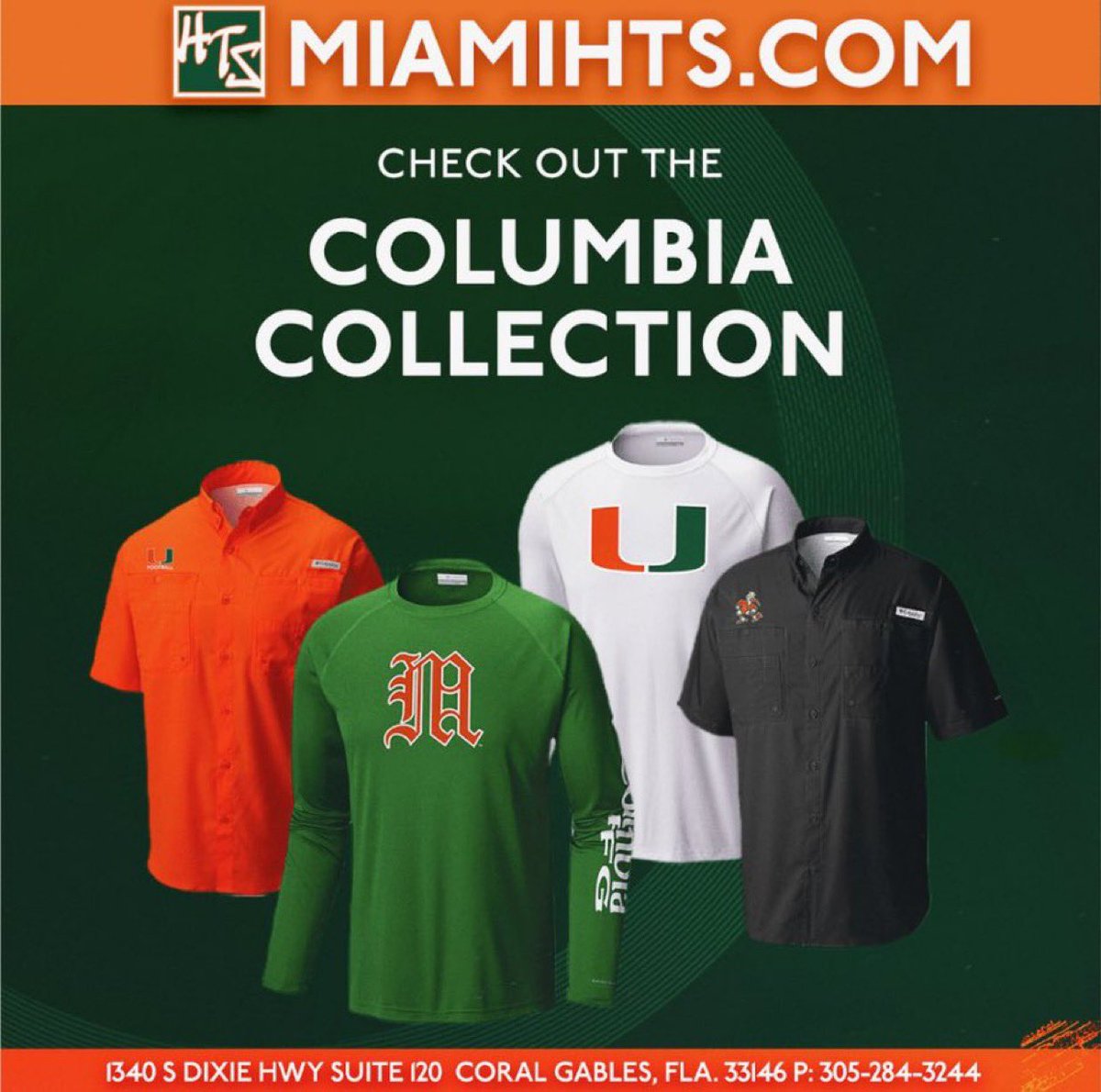 Rep Miami in style with the Columbia Collection! Perfect for game day or any day 🙌 Available now at @MiamiHTS bit.ly/42ww3Np