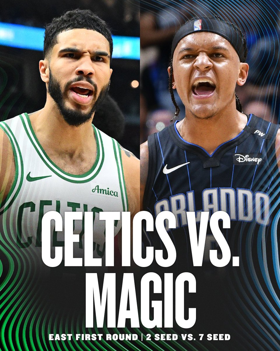 espn's tweet photo. A TRIP TO THE GARDEN ☘️

The Magic will face the Celtics in the first round of the playoffs ‼️ https://t.co/m6Tqe4dtEh