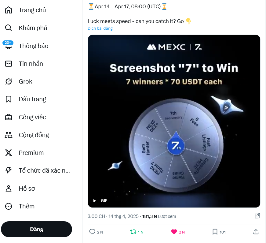 leedao96's tweet photo. @MEXC_Official #Celebra7eMEXC 
@MEXC_Official 
good
@LeNhuNgoc17 
@matbocauS1 
@buisang9793 https://t.co/s3BDWc55TF