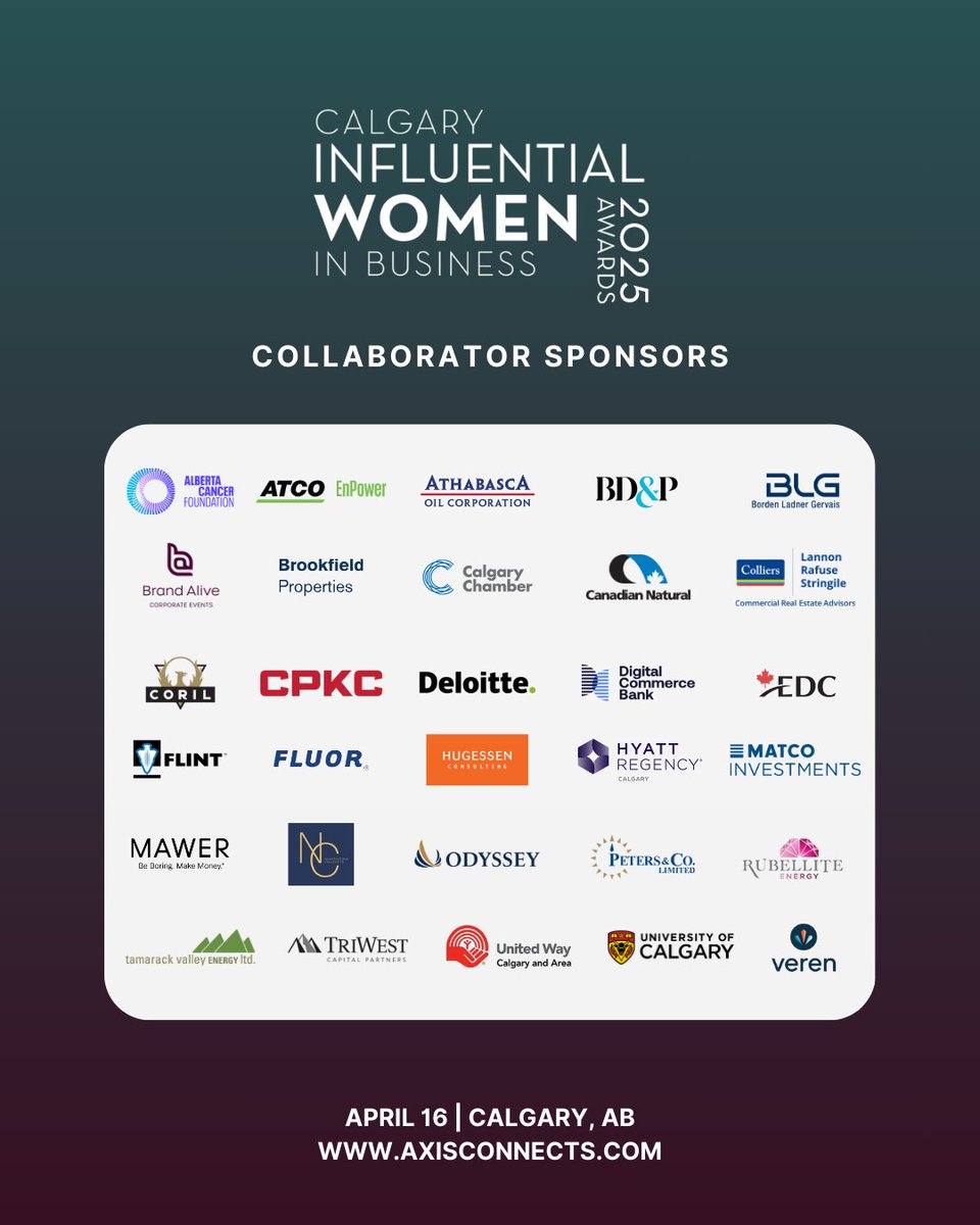 The 2025 CIWB Awards are made possible thanks to the generous support of our Collaborator Sponsors. Your commitment to advancing inclusive leadership and celebrating business excellence helps us honour the individuals shaping Calgary’s future.
#2025CIWBawards #ThankYou