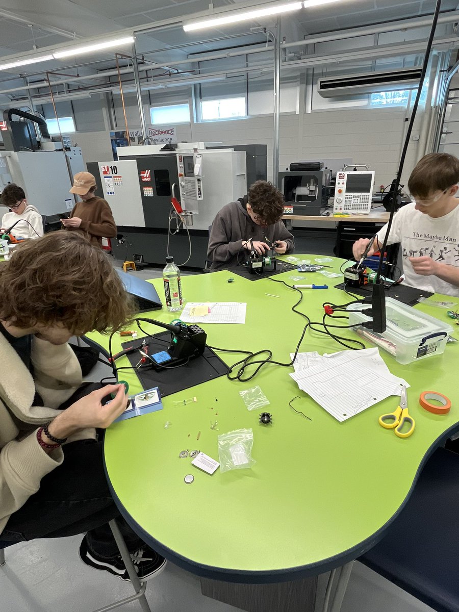 Students in the Electronics seminar have been learning to solder, a critical skill that they’ll apply when they create their final projects. #cte