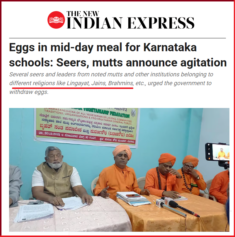catale7a's tweet photo. “We won't allow Hindus, Muslims, Christians and Dalits to eat Eggs” — Says Brahmins, Jains and Lingayats https://t.co/b54z9mUGPv