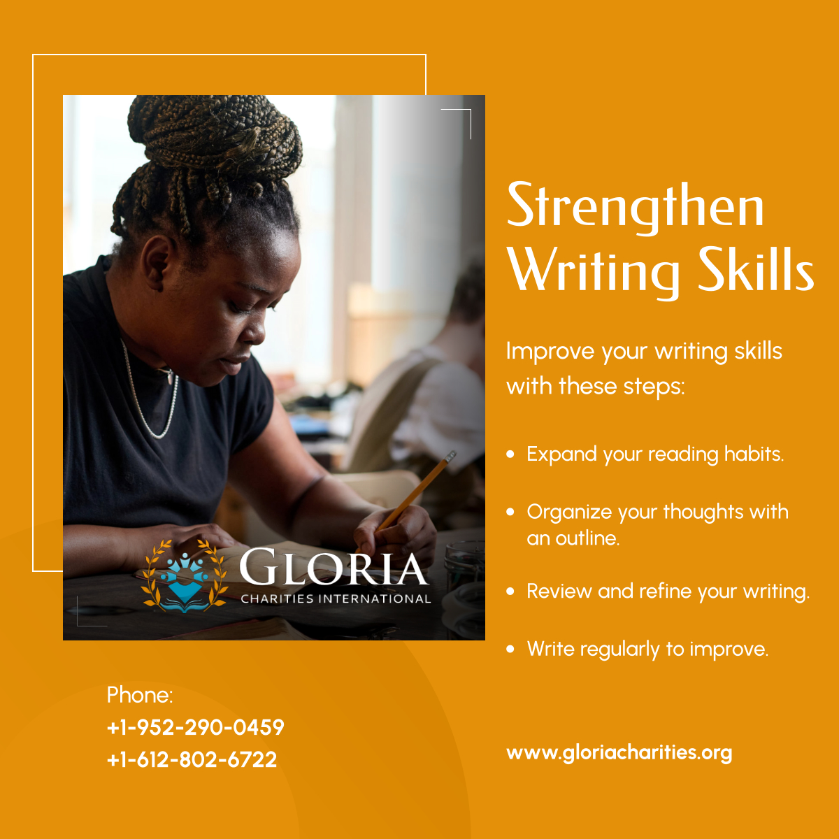 CharitiesGloria's tweet photo. Writing takes practice! What's your best tip for improving your writing skills?

#NonProfitOrganization #FederalWayWA #WritingTips https://t.co/VuXeXiYQeb