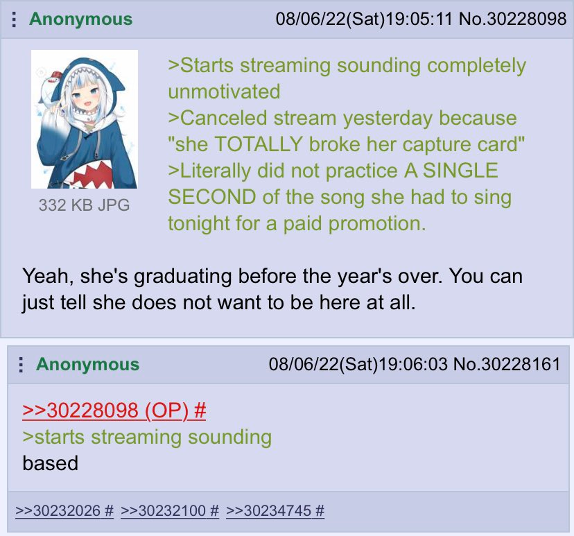 Yronno1's tweet photo. Gura apparently outliving 4chan makes this post from 2022 significantly funnier https://t.co/wfth95jhxc