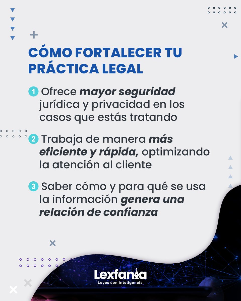 ¡Queremos que entregues la mejor experiencia a tus clientes! Contáctanos y te apoyamos en mejorar tu práctica legal diaria: lexfania.ai/nosotros/
#Lexfania #LegalTech #InformaciónLegal #TipsLegales