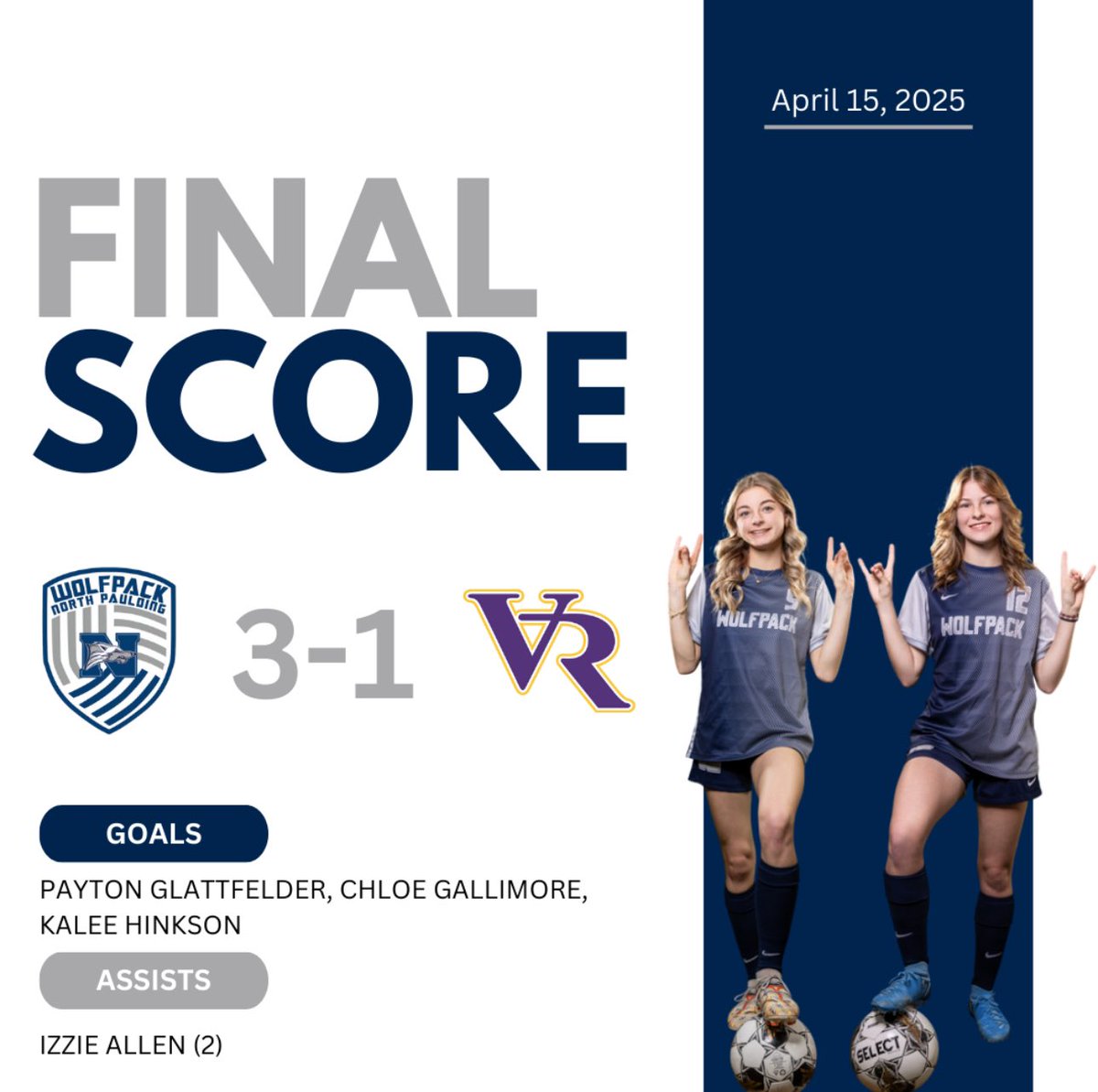 The #LadyWolfpack defeated Villa Rica (ranked 6th in 5A) tonight on Senior Night! 🐺⚽️🎓 #TrainCompeteWin