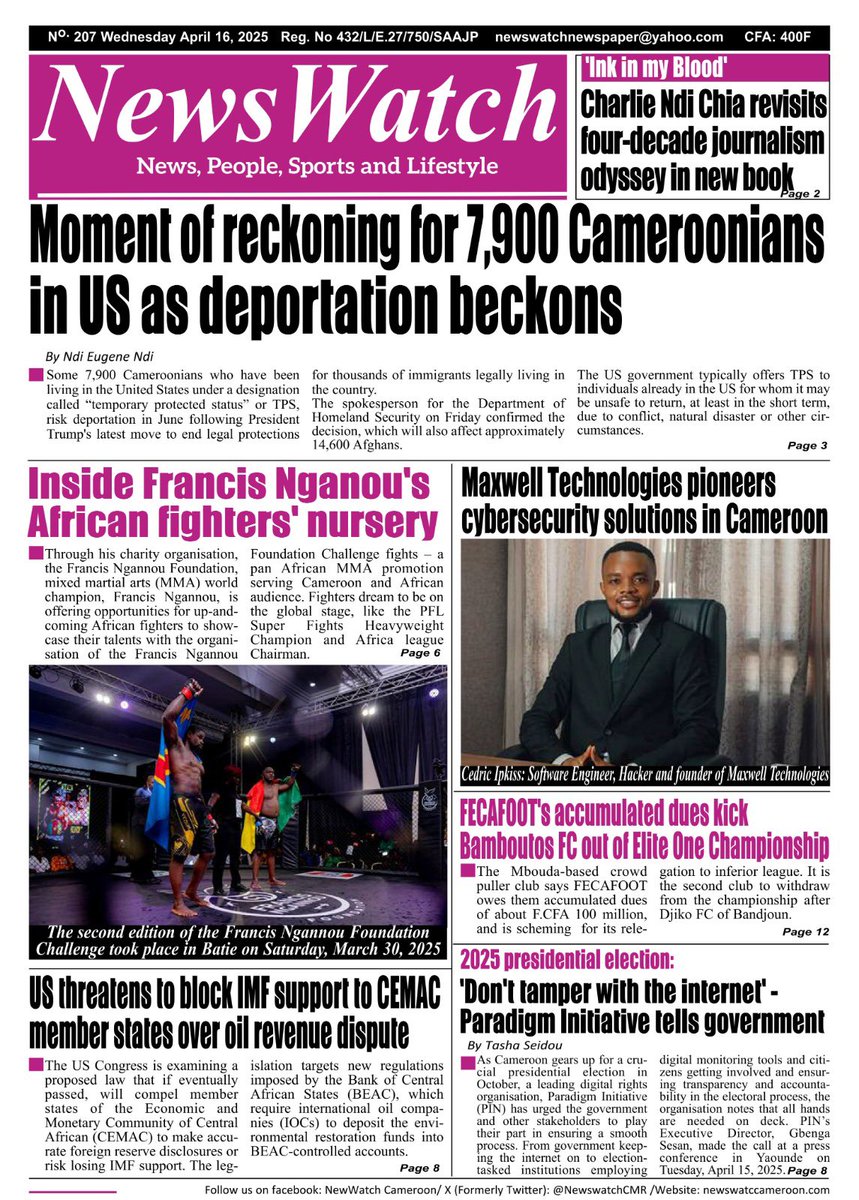 🇨🇲 Urgent News for Cameroonians in the US! 🇺🇸 Nearly 7,900 face potential deportation this June as TPS ends. Plus, the US may block IMF support to CEMAC states over an oil revenue dispute. Read more in the latest issue! 

#Cameroonians #TPS #NewsWatch