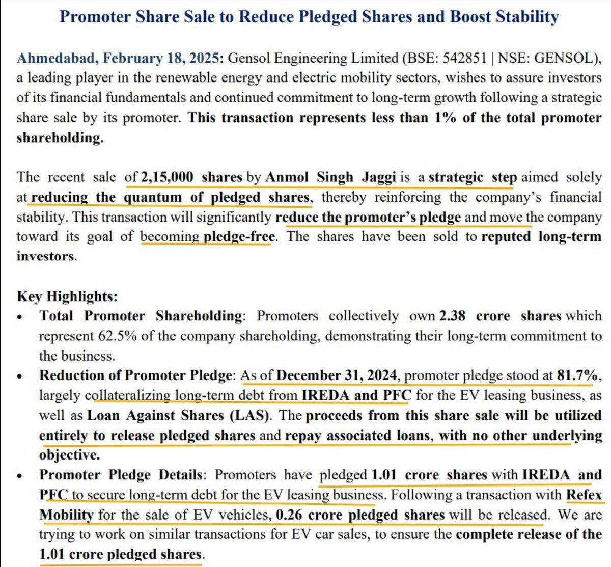 💀 The numbers are worse than imagined 🤯

-- Total Promoter Shares: 2.3 Cr
--Pledged Shares: 1.92 Cr (80% of total)
-- Assumed pledge value: ₹1000/share

🔒 Total Pledged: ₹1,920 Cr
🚨 Most of it is pledged with <a href="/IREDALtd/">IREDA</a> and <a href="/pfclindia/">Power Finance Corp.</a>.

+ In addition there is 1,200 cr of