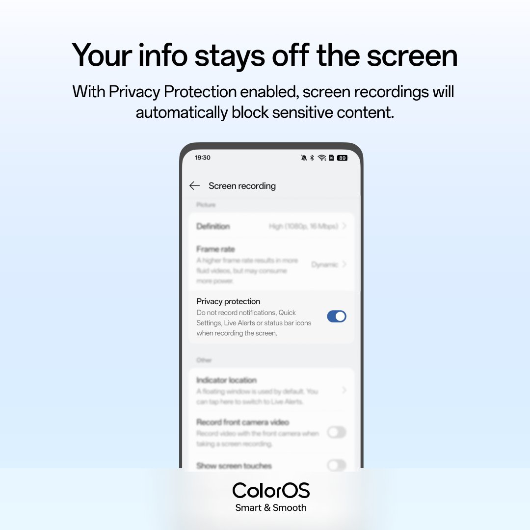 For your eyes only 👁️

Keep personal info hidden with Privacy Protection on #OPPOColorOS15