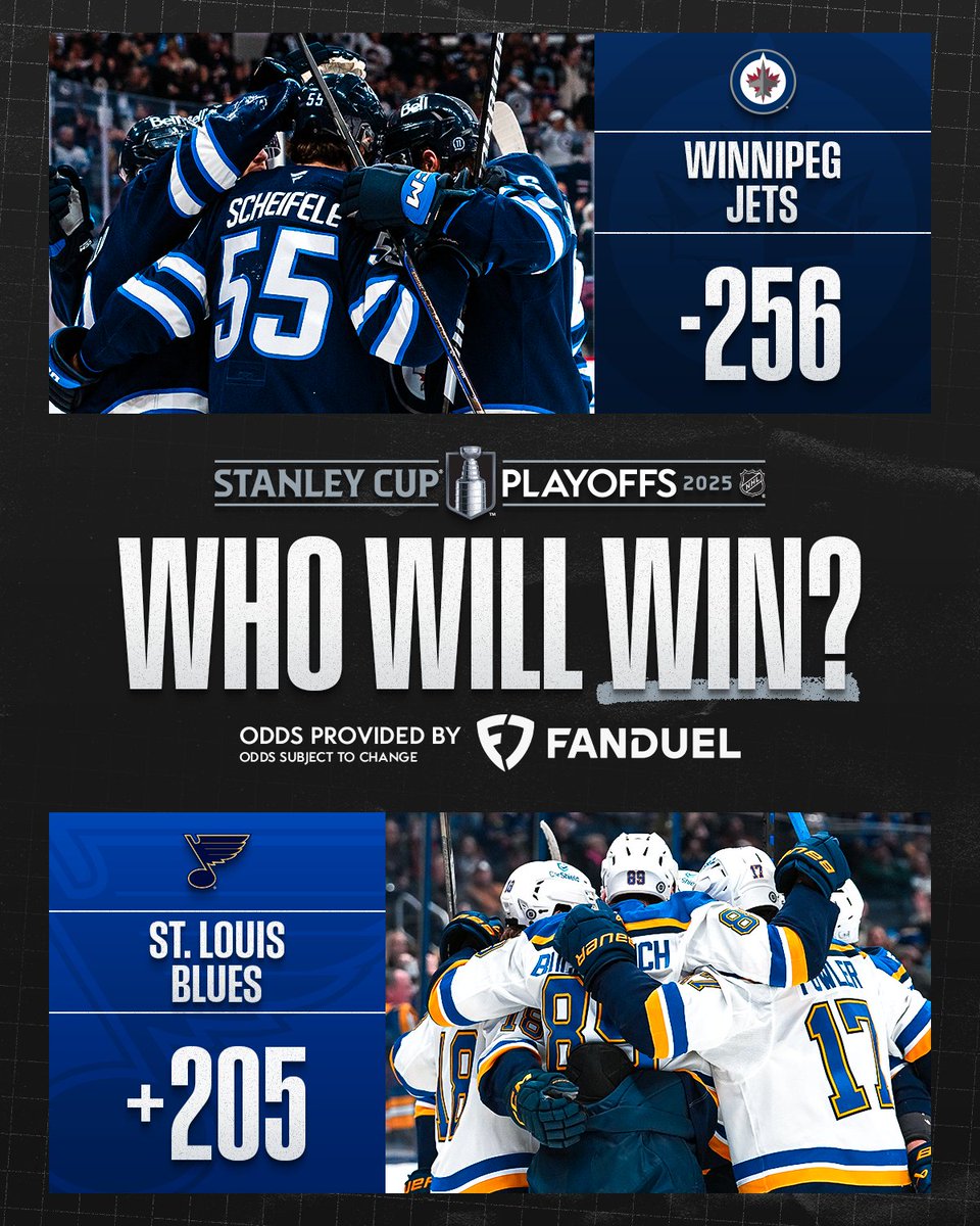 MATCHUP = LOCKED IN 🔒

The <a href="/NHLJets/">Winnipeg Jets</a> and <a href="/StLouisBlues/">St. Louis Blues</a> will meet in the First Round of the #StanleyCup Playoffs! 

Presented by <a href="/FDSportsbook/">FanDuel Sportsbook</a>