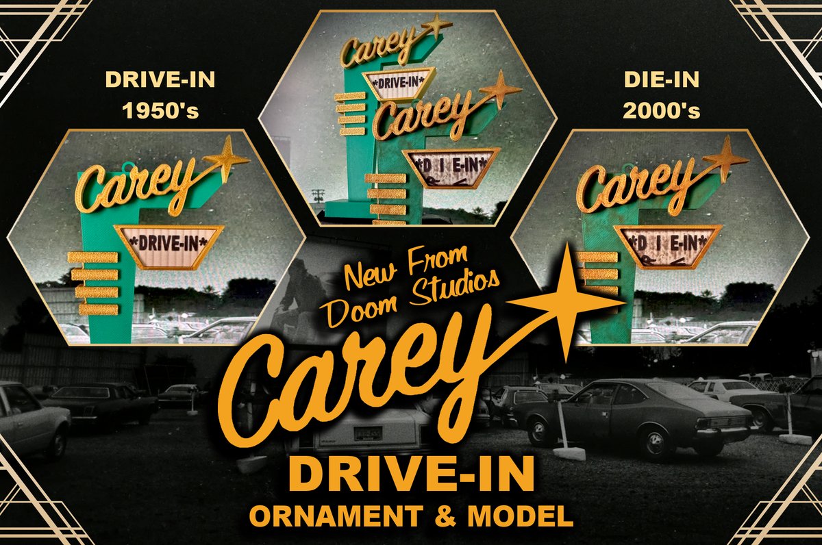 🍿 NEW PRODUCT ALERT! 

Bring a piece of Carey and #HHN home with the new Carey Drive-In Ornament! Comes with a detachable base if you'd prefer to display it on a shelf. 

Now Available on my Etsy store. 
etsy.me/4lPB5xt