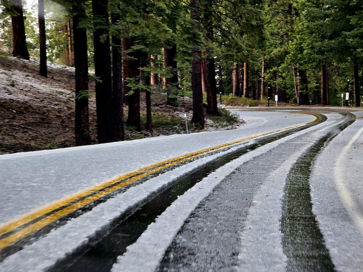 StormAngel37's tweet photo. @NWSSacramento Hwy 108 Sonora Pass. Hail on 108. 5pm. Never reached severe criteria size. Mammatus at Pinecrest Lake afterward.

#trainedwxspotter https://t.co/SjgurumuWJ