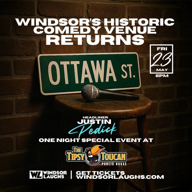 I don’t use twitter anymore or whatever this is called. But if there’s anyone still looking at what I tweet on here, I’m starting a new comedy room in Windsor. I’m pretty excited about it. 

Here’s like the image thing for it. Thx.