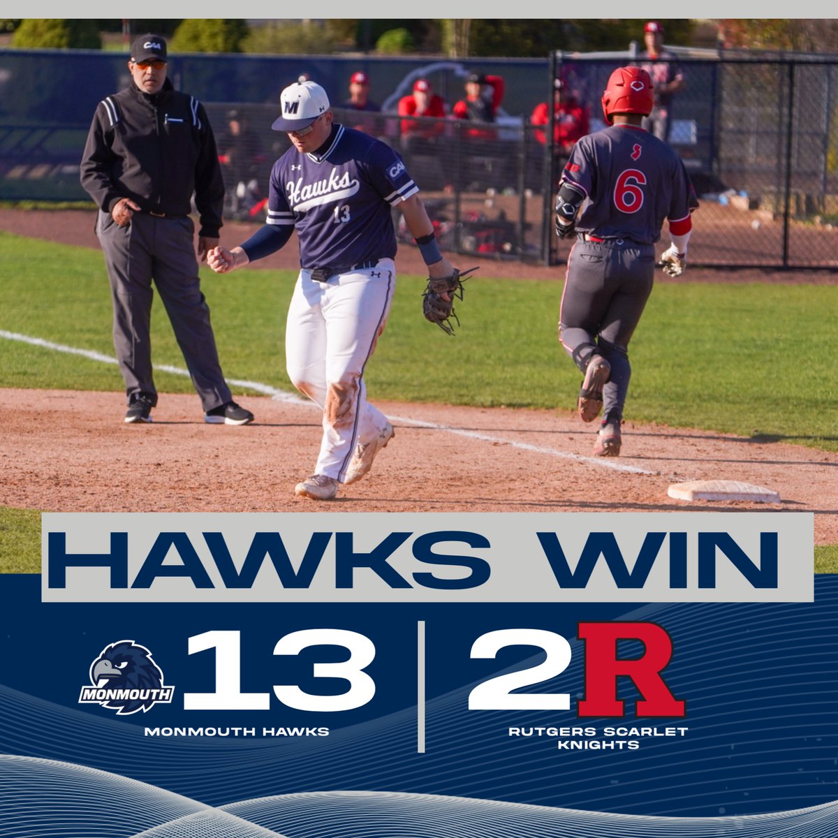 Monmouth Hawks (@monmouthhawks) on Twitter photo Taking down an in-state rival.
<a href="/MUHawksBaseball/">Monmouth Baseball</a> with a big time win over Big Ten opponent Rutgers, 13-2.
Monmouth gets its first win over Rutgers since 2016.
#FlyHawks Taking down an in-state rival.
<a href="/MUHawksBaseball/">Monmouth Baseball</a> with a big time win over Big Ten opponent Rutgers, 13-2.
Monmouth gets its first win over Rutgers since 2016.
#FlyHawks