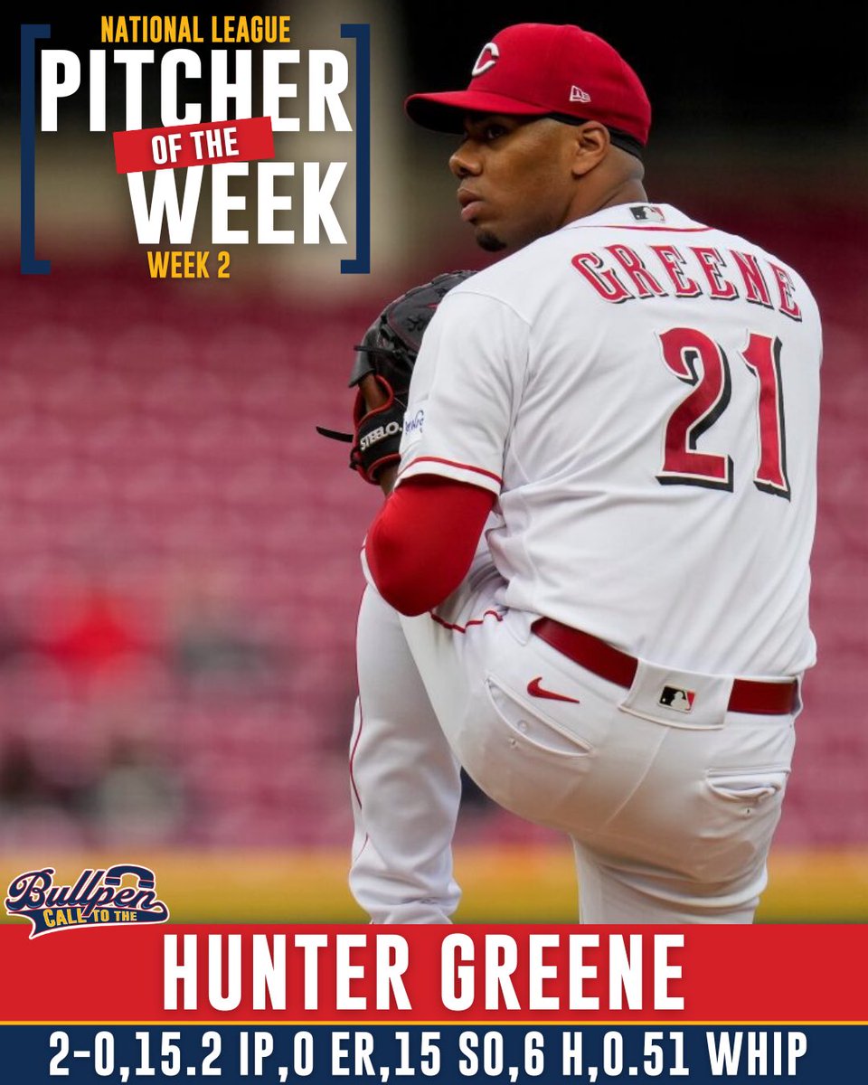 CTBPpod's tweet photo. Hunter Greene looks like the ace Cincinnati needs to start the season, while James Wood is looking like a superstar for years to come in DC… Do the Reds have a real playoff chance this season?

Let us know in the comments❗️⚾️ ⬇️ 

#CallToTheBullpen #CTBP #MLB #baseball https://t.co/zdgz0nzDnm