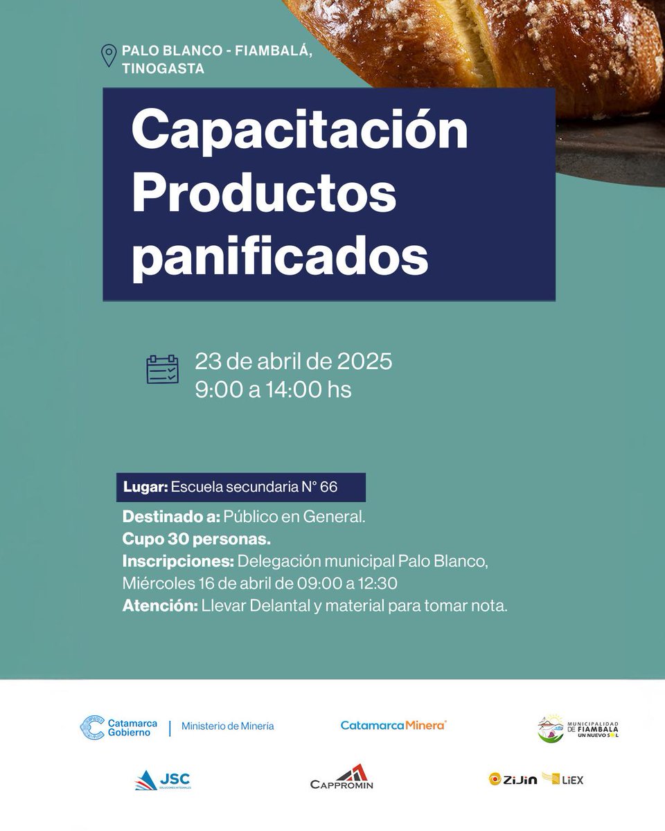 zijinliex's tweet photo. PALO BLANCO: Capacitación en Productos Panificados 🥨
#liex #zijin #paloblanco #pascuas #rrss #recetas https://t.co/qDtiAOeOEa