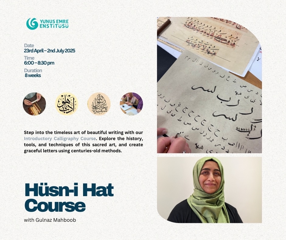 yeelondra's tweet image. Master the Art of Ottoman Calligraphy 🖋️Join our Intro to Hüsn-i Hat course with Gulnaz Mahboob - trained by Grand Master Hasan Çelebi.
📅 Wed, 23 Apr – 2 Jul 2025
🕕 6–8:30 PM | 📍 10 Maple Street W1T 5HA
🔗yeelondon.org.uk/courses/callig…

Limited spots!

#CalligraphyCourse #HüsniHat