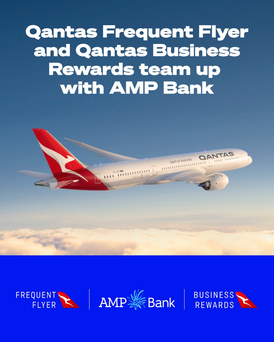 Pack your bags - we’re excited to announce AMP Bank is partnering with the largest airline loyalty programs in Australia <a href="/Qantas/">Qantas</a> Frequent Flyer and Qantas Business Rewards to reward our customers. ✈️ 

Read our media release to learn more: lnkd.in/gNNX9hVq