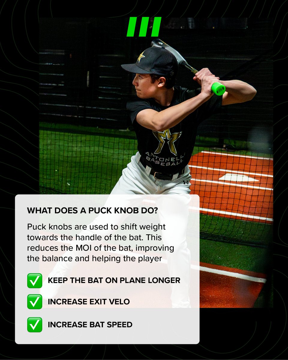 TheVeloSports's tweet photo. Does a Puck Knob Bat Make a Difference? ⬇️

Brice Turang kicked off the season with a 12 game hitting streak and is currently hitting .333 with 3 home runs powered by significant increases in several advanced stats. 

One of the big changes Brice made this past offseason was changing to a using a puck knob bat. 

Jake McKibbin with https://t.co/RGHPMiCFR3 has great write up on what Brice struggled with in 2023 and what factors are contributing to his early season surge. 

Jake says "This season, as a result of some of the changes to his hand position, the size of his bat knob, and (I’m sure) other tweaks, the bat path is a lot flatter through the zone, allowing him to get on top of those high four-seamers. As a result, early on, you can see how this has reduced his swing and miss in the upper third [of the strike zone]."

In Brice's advanced metrics from Baseball Savant, we also see several of the benefits we expect to see from adding a puck knob -

✅ A 6.6mph increase in average exit velo from 2024, putting Brice in the 91st percentile

✅ A 3.2mph increase in average bat speed from 2024

✅ Sweet spot rate up 9.9% from 2024

Want to feel the same improvement in plane, launch angle, and exit velo that has made the puck increasingly popular in MLB WITHOUT having to buy a whole new bat?

Check out the VELO Puck!

✅ Fits most aluminum and wood bats
✅ Approved for in-game use by many leagues

➡️ https://t.co/tZzeUAg5I0